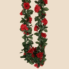 Load image into Gallery viewer, Silk Rose Garland Artificial Flowers - Red - 6 ft