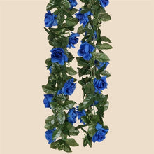 Load image into Gallery viewer, Silk Rose Garland Artificial Flowers - Royal Blue - 6 ft