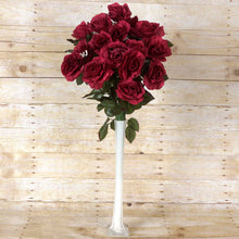 Load image into Gallery viewer, Large Open Rose Bush Artificial Silk Flowers - Burgundy