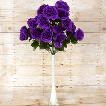 Load image into Gallery viewer, Large Open Rose Bush Artificial Silk Flowers - Purple