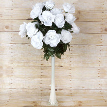 Load image into Gallery viewer, Large Open Rose Bush Artificial Silk Flowers - White