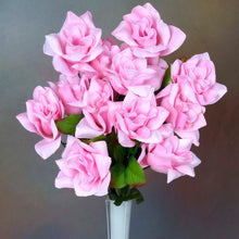Load image into Gallery viewer, Velvet Open Rose Bush Artificial Silk Flowers - Pink