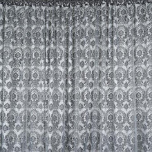 Load image into Gallery viewer, Dual Layer Wedding Photography Chiffon Taffeta Damask Flocking Backdrop - Black/White - 20FT x 10FT