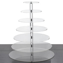 Load image into Gallery viewer, 7 Tier Round Heavy Duty Acrylic Glass Cupcake Dessert Stand For Birthday Wedding Party
