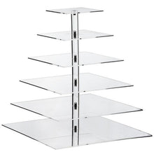 Load image into Gallery viewer, 6 Tier Square Heavy Duty Acrylic Glass Cupcake Dessert Stand For Birthday Wedding Party