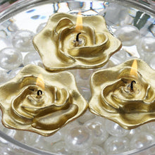 Load image into Gallery viewer, 4 PCS Gold Rose Floating Candles Wedding Birthday Party Centerpiece Decor