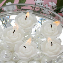 Load image into Gallery viewer, White Rose Mini Floating Candles Wedding Birthday Party Centerpiece Decor - 12/pk