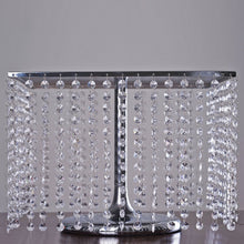 Load image into Gallery viewer, 16" Bejeweled Silver Square Crystal Pendants Stainless Steel Chandelier Wedding Riser Cake Stand