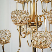 Load image into Gallery viewer, 40" Gold Crystal Beaded 13 Arm Candelabra Chandelier Votive Candle Holder Wedding Centerpiece
