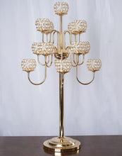 Load image into Gallery viewer, 40" Gold Crystal Beaded 13 Arm Candelabra Chandelier Votive Candle Holder Wedding Centerpiece