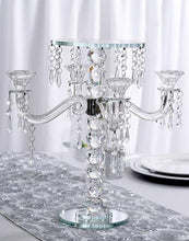 Load image into Gallery viewer, 15" Gemcut Egyption Handcrafted Glass Candelabra Votive Candle Holder With Crystal Chains - 1 PCS