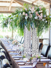 Load image into Gallery viewer, Gemcut Egyptian Handcrafted Glass Crystal Pillar Vase Chandelier Table Top Wedding Centerpiece - Set of 3 PCS