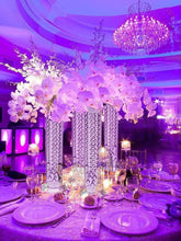 Load image into Gallery viewer, Gemcut Egyptian Handcrafted Glass Crystal Pillar Vase Chandelier Table Top Wedding Centerpiece - Set of 3 PCS