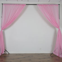Load image into Gallery viewer, Set Of 2 Pink Fire Retardant Sheer Organza Premium Curtain Panel Backdrops Window Treatment With Rod Pockets - 5FTx10FT