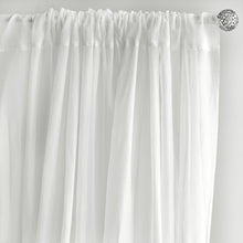 Load image into Gallery viewer, Set Of 2 White Fire Retardant Sheer Organza Premium Curtain Panel Backdrops Window Treatment With Rod Pockets - 5FTx10FT