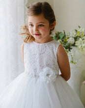 Load image into Gallery viewer, Glamorous and Lace tulle Dress with Flower Accented Belt - Light Blue
