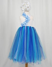 Load image into Gallery viewer, Majestic Multicolored One Shoulder Blue Floral Tulle Dress