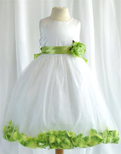 Load image into Gallery viewer, Tulle Overlay Flower Girl Petal Dress - White