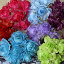 Load image into Gallery viewer, 72 Light Blue Silk Semi Bloomed Craft Roses DIY Wedding Bouquet Flowers Decoration