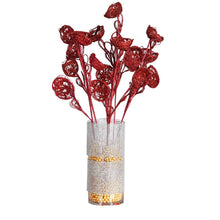 Load image into Gallery viewer, 6 x Trio of Glittered Bird’s Nest on Stem - Red