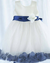 Load image into Gallery viewer, Tulle Overlay Flower Girl Petal Dress - White