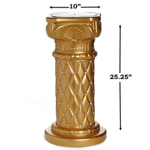 Load image into Gallery viewer, 10mm Crystal Bead Studded Gold Wedding French Columns With Mirror Mosaic Party Event Decoration - 25.25"x 10" - 4PCS