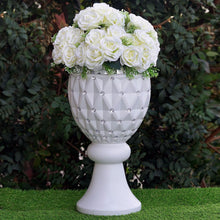 Load image into Gallery viewer, 10mm Crystal Bead Studded White Wedding French Columns With Mirror Mosaic Party Event Decoration - 21"x9.5" - 4PCS