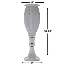 Load image into Gallery viewer, 10mm Crystal Bead Studded White Wedding French Columns With Mirror Mosaic Party Event Decoration - 30.75"x9" - 4PCS