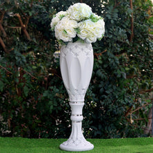 Load image into Gallery viewer, 10mm Crystal Bead Studded White Wedding French Columns With Mirror Mosaic Party Event Decoration - 30.75"x9" - 4PCS