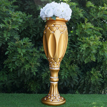 Load image into Gallery viewer, 31" Tall Crystal Beaded Gold Wedding French Columns With Mirror Mosaic Party Event Decoration - 4PCS