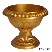 Load image into Gallery viewer, 11" Tall Gold Roman Inspired Crafted Wedding Party All Weather Flower Pot - 12 PCS
