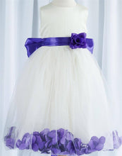 Load image into Gallery viewer, Tulle Overlay Flower Girl Petal Dress - White