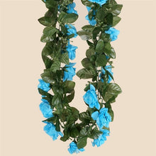 Load image into Gallery viewer, Silk Rose Garland Artificial Flowers - Turquoise - 6 ft
