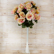 Load image into Gallery viewer, Large Open Rose Bush Artificial Silk Flowers - Champagne
