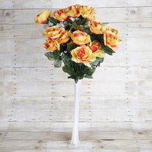 Load image into Gallery viewer, Large Open Rose Bush Artificial Silk Flowers - Coral / Orange
