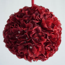 Load image into Gallery viewer, Hydrangea Kissing Ball Artificial Silk Flowers - Wine - 4 pack
