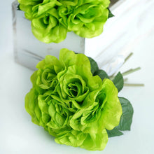 Load image into Gallery viewer, Open Rose Bouquet Artificial Silk Flowers - Lime Green
