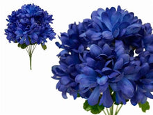 Load image into Gallery viewer, Small Chrysanthemum Bush Artificial Silk Flowers - Royal Blue
