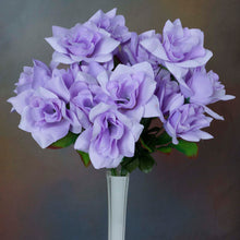 Load image into Gallery viewer, Velvet Open Rose Bush Artificial Silk Flowers - Lavender
