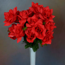 Load image into Gallery viewer, Velvet Open Rose Bush Artificial Silk Flowers - Red

