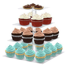 Load image into Gallery viewer, 4 Tier Square Heavy Duty Acrylic Glass Cupcake Dessert Stand For Birthday  Wedding Party
