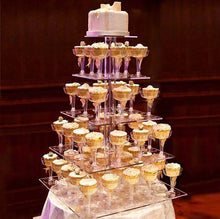 Load image into Gallery viewer, 5 Tier Square HEAVY DUTY Acrylic Crystal Glass Cupcake Dessert Decorating Stand For Birthday Xmas Party Wedding
