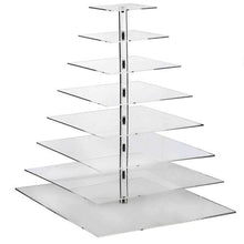 Load image into Gallery viewer, 8 Tier Square Heavy Duty Acrylic Glass Cupcake Dessert Stand For Birthday  Wedding Party
