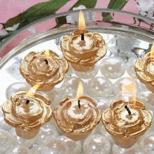 Load image into Gallery viewer, Gold Rose Mini Floating Candles Wedding Birthday Party Centerpiece Decor - 12/pk
