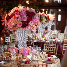 Load image into Gallery viewer, Elegant Tall Hurricane Beaded Crystal Vase Wedding Centerpiece - 24" Tall
