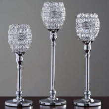 Load image into Gallery viewer, SET of 2 Crystal Beaded Candle Holder Goblet Votive Tealight Wedding Centerpiece  16" Tall
