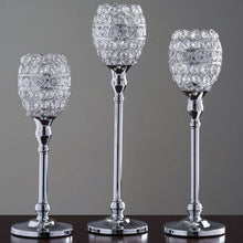 Load image into Gallery viewer, 18" Tall Crystal Beaded Candle Holder Goblet Votive Tealight Wedding Chandelier Centerpiece - Silver - BUY ONE GET ONE FREE
