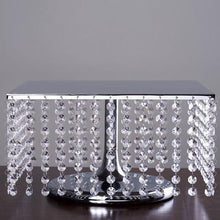 Load image into Gallery viewer, 14" Bejeweled Silver Square Crystal Pendants Metal Chandelier Wedding Riser Cake Stand
