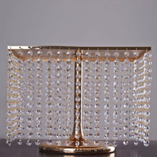 Load image into Gallery viewer, 16" Bejeweled Gold Square Crystal Pendants Stainless Steel Chandelier Wedding Cake Stand
