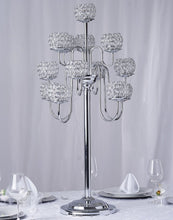Load image into Gallery viewer, 40" Silver Crystal Beaded 13 Arm Candelabra Chandelier Votive Candle Holder Wedding Centerpiece
